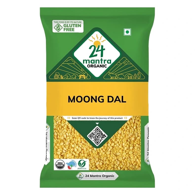 24 Mantra Organic Moong Dal (Dhuli) pack, front view