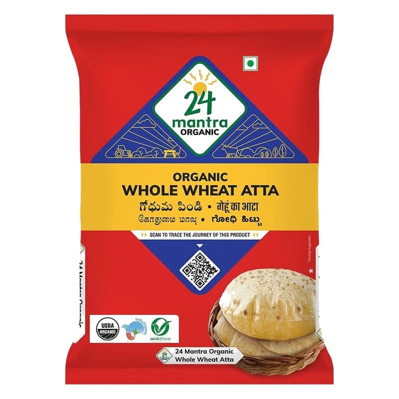 24 Mantra Organic Premium Whole Wheat Atta pack