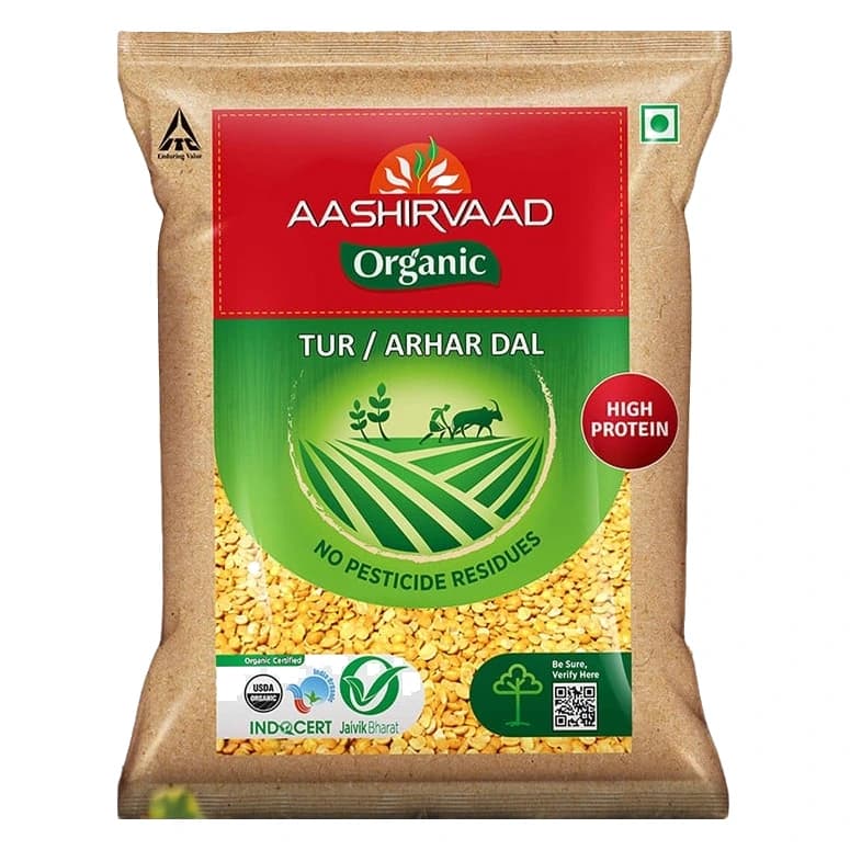 Aashirvaad 100% Organic Arhar Dal pack