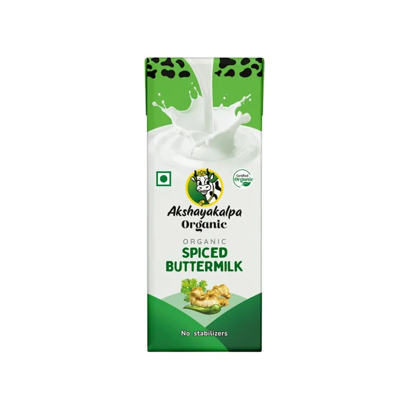 Akshayakalpa Organic Spiced Buttermilk pack, front view