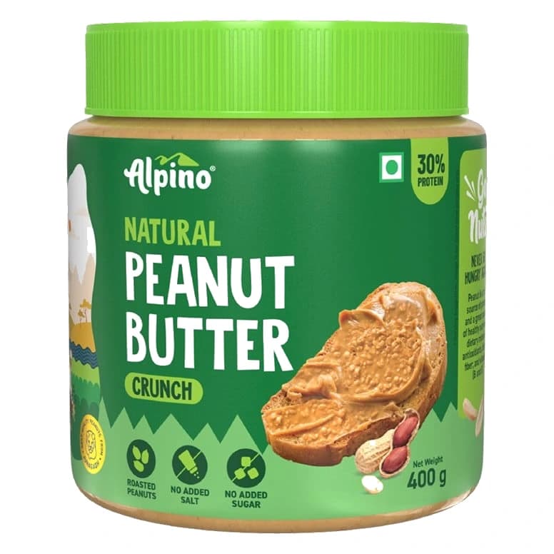 Alpino Crunchy Peanut Butter pack, front view