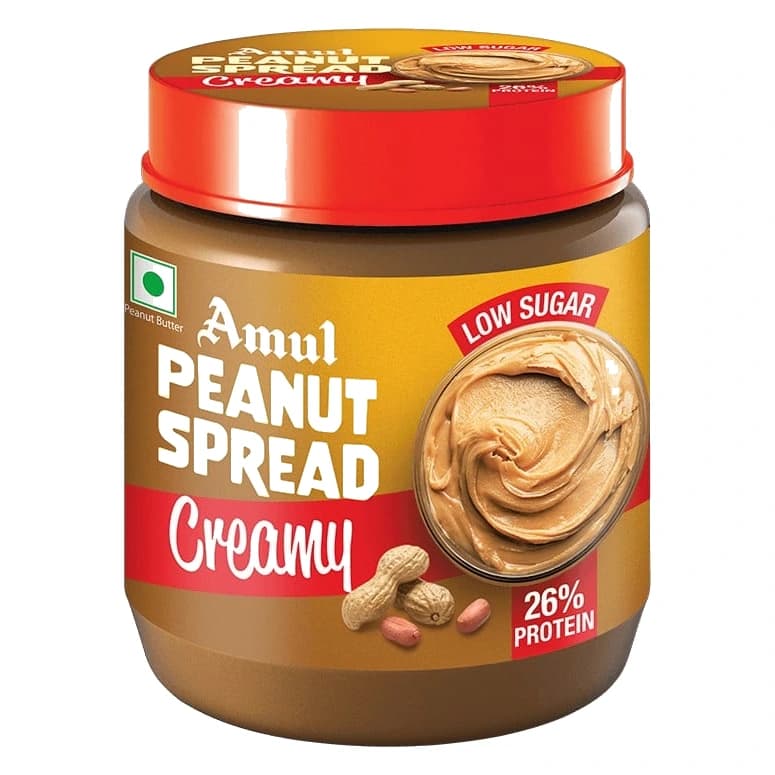 Amul Creamy Spread Peanut Butter pack, front view
