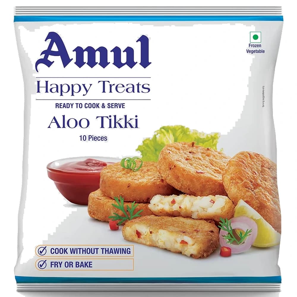 Amul Happy Treats Aloo Tikki pack, front view
