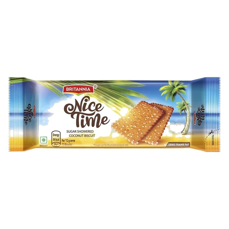 Britannia Nice Time Coconut Biscuit pack, front view