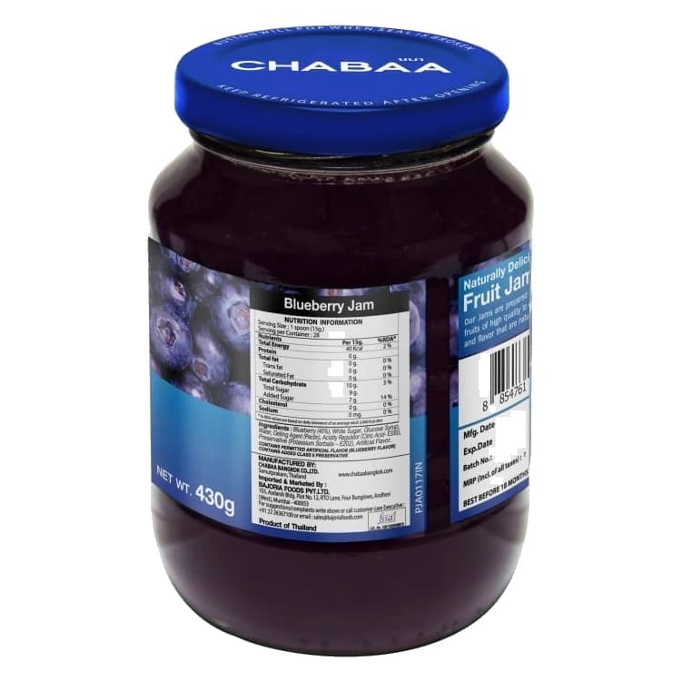Chabaa Blueberry Fruit Jam pack, front view