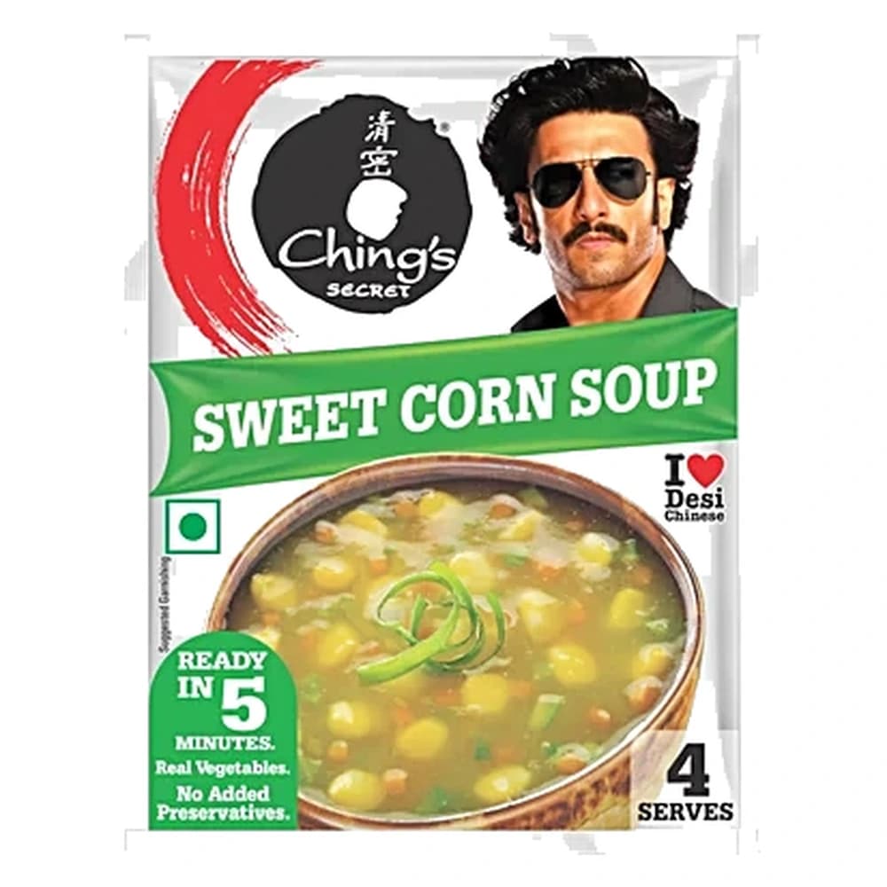 Ching's Secret Sweet Corn Soup sachet, front view