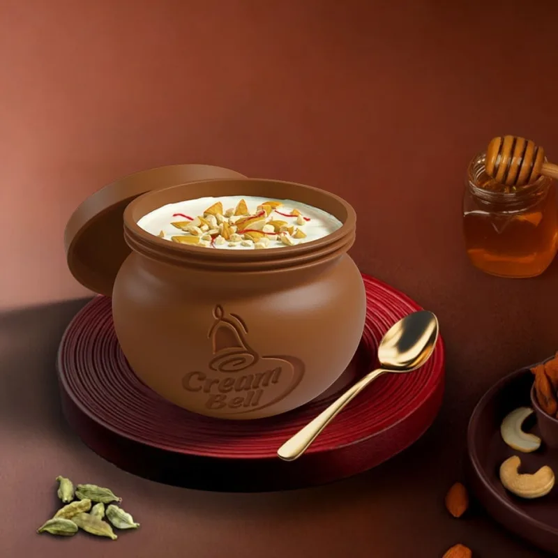 Cream Bell Matka Kulfi cup, front view