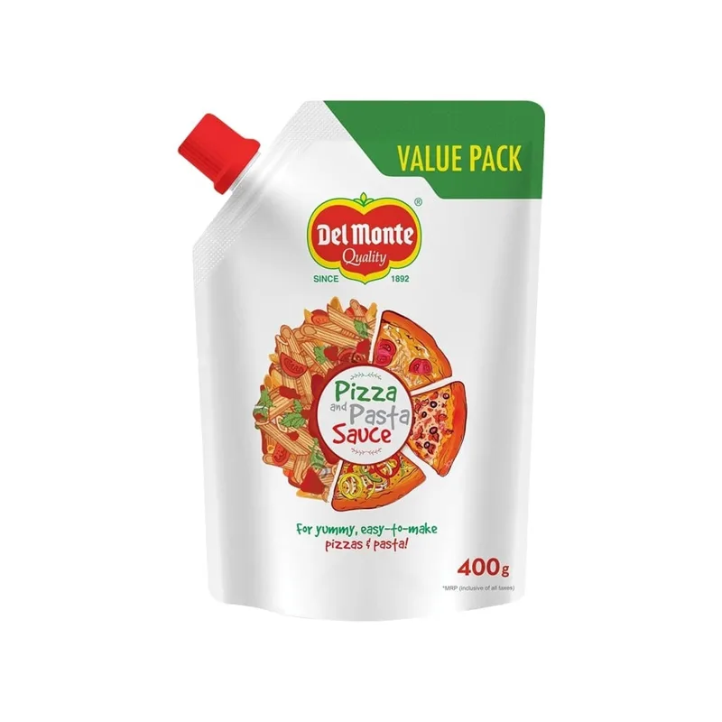 Del Monte Pizza & Pasta Sauce spout pack, front view