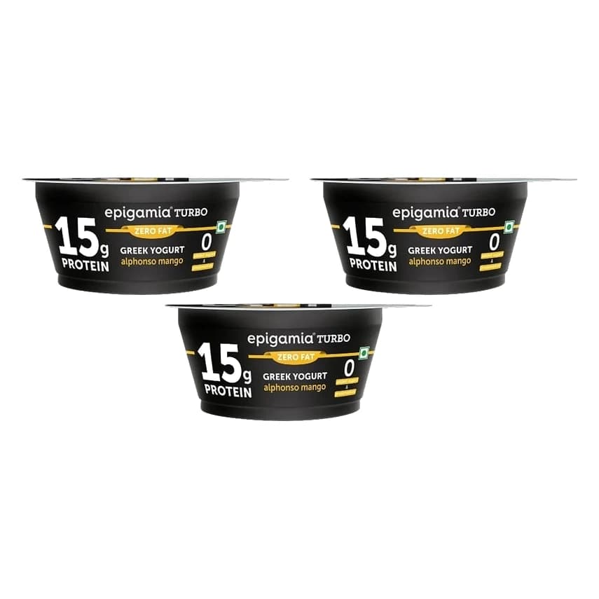 Epigamia Turbo 15 g Alphonso Mango Protein Yogurt pack, front view