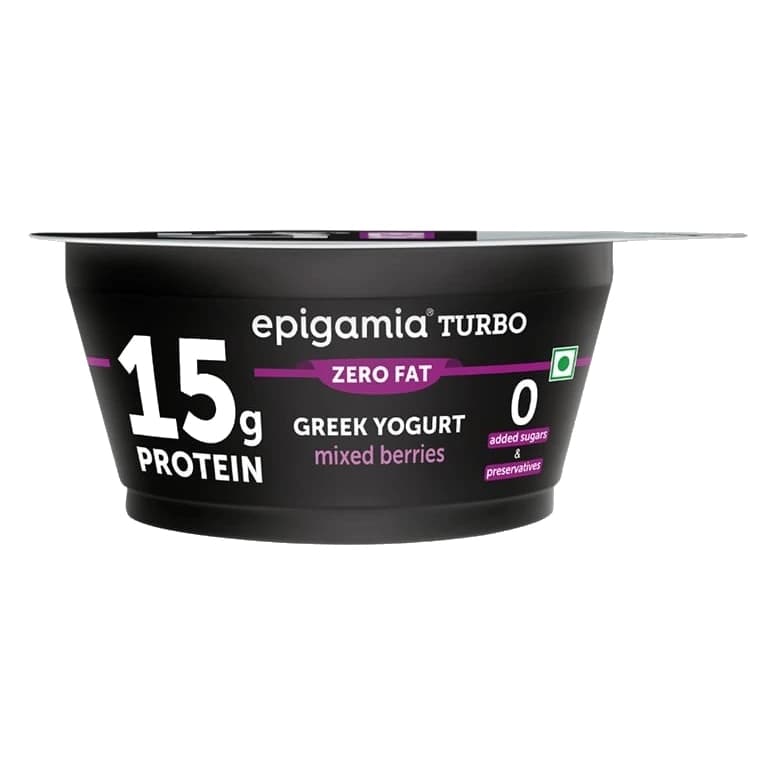 Epigamia Turbo Mixed Berries Flavoured Protein Yogurt pack, front view