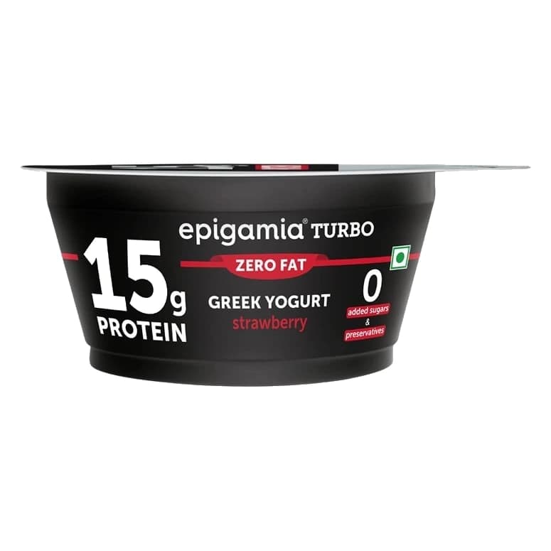 Epigamia Turbo Strawberry Protein Yogurt pack, front view