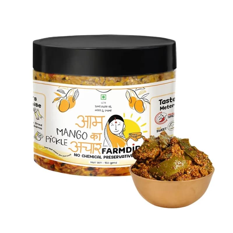 FarmDidi Traditional Mango Pickle jar, front view