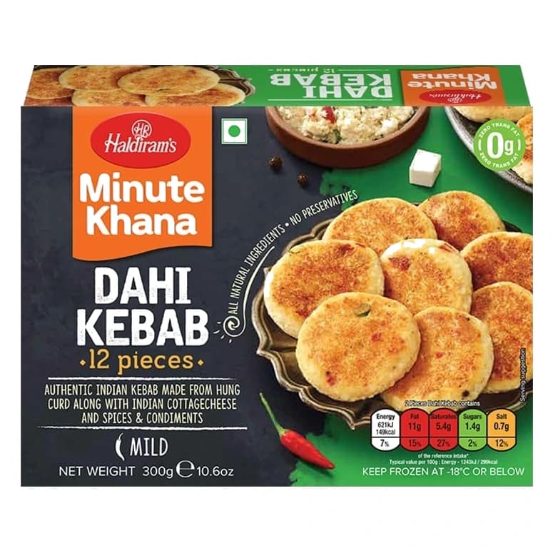 Haldiram's Dahi Veg Kebab ingredients and nutrition label