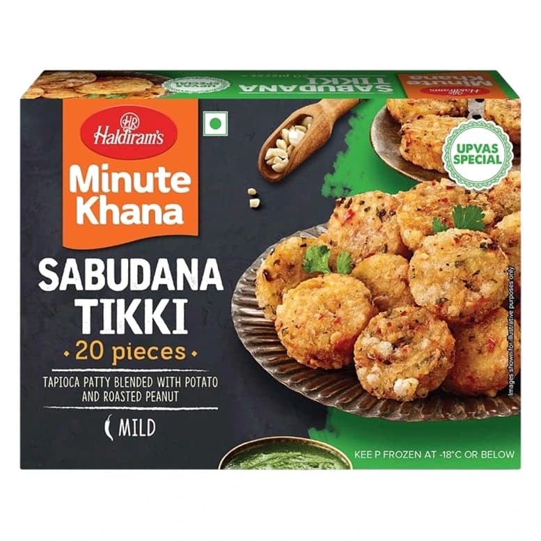 Haldiram's Sabudana Tikki Upvas Special nutrition and ingredients label