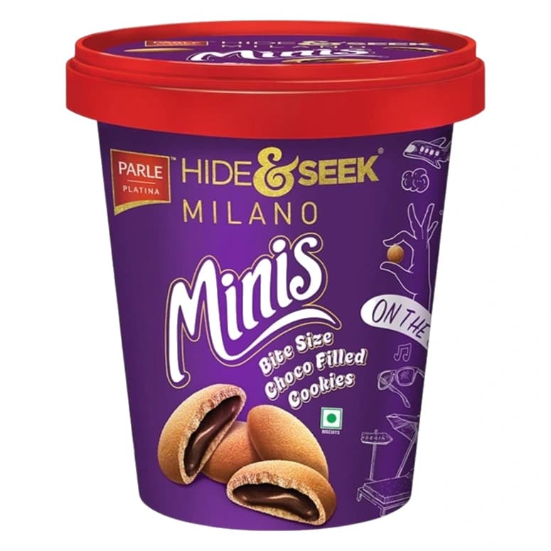 Parle Hide & Seek Milano Minis Choco Filled Cookies pack, front view