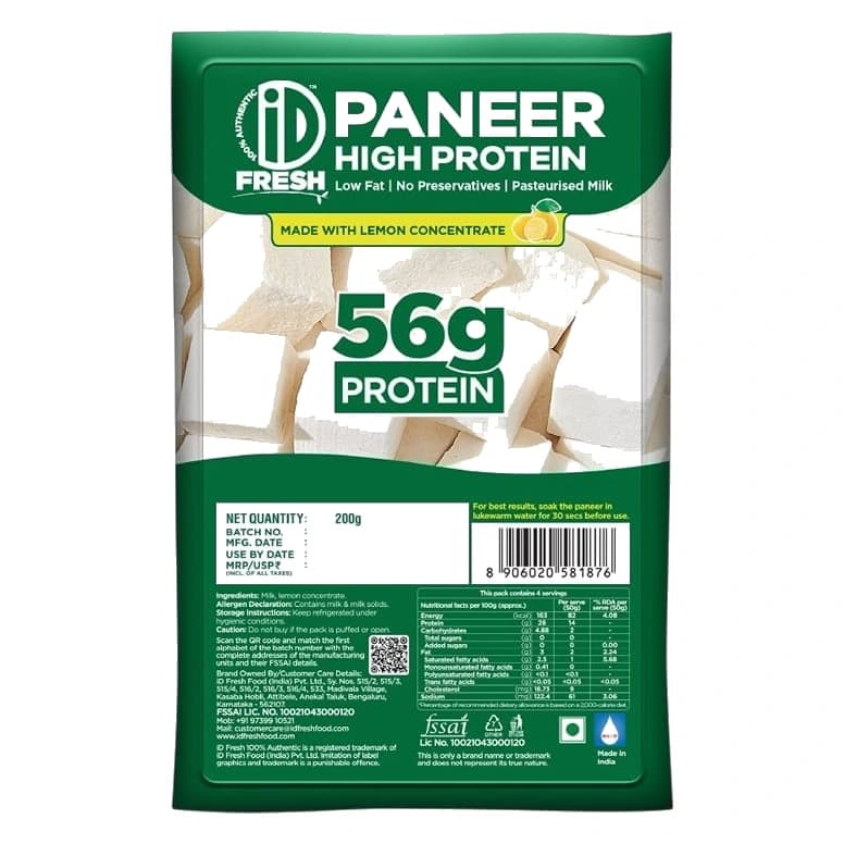 iD Fresh High Protein Paneer pack, front view