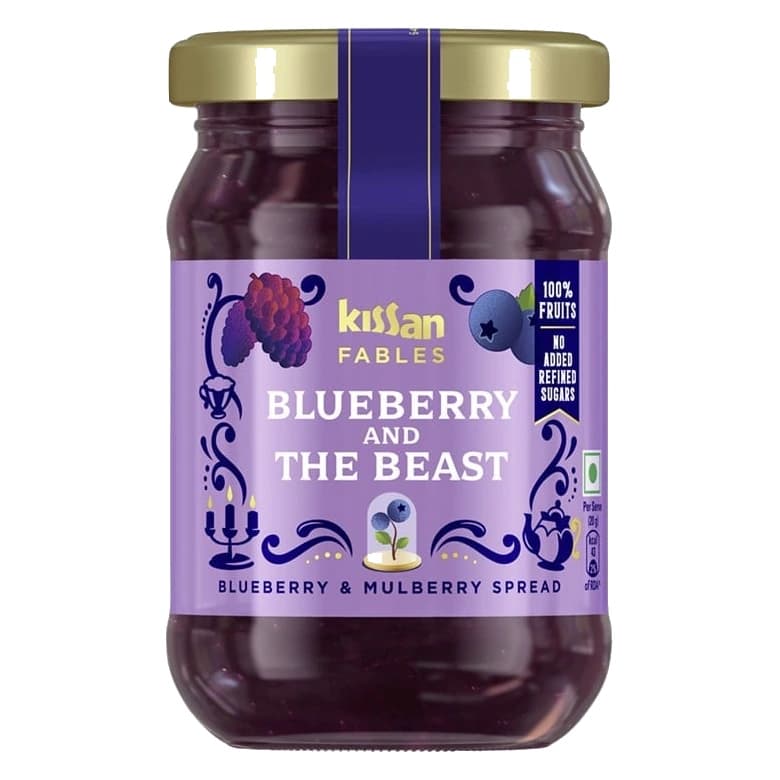 Kissan Blueberry & Mulberry Jam Spread pack, front view