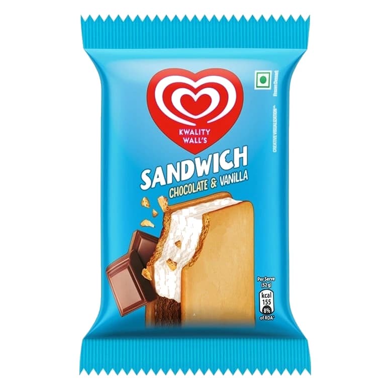 Kwality Wall's Choco Vanilla Frozen Dessert Sandwich pack
