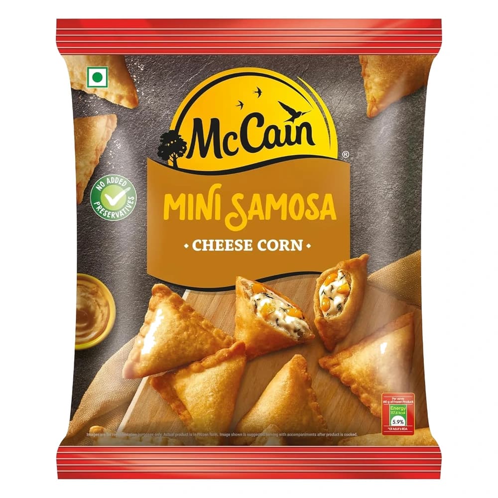 McCain Cheese Corn Mini Samosa pack, front view