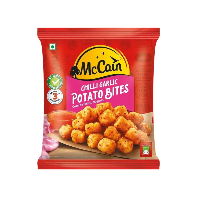 McCain Chilli Garlic Potato Bite Nuggets pack, front view