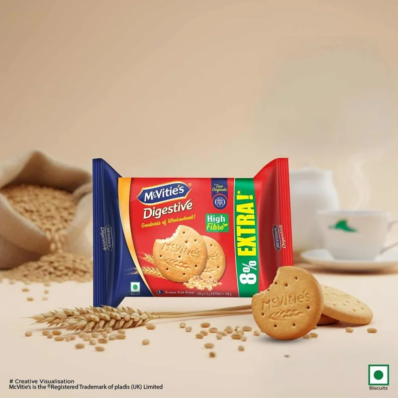 McVitie's Digestive High Fibre biscuit pack, front view