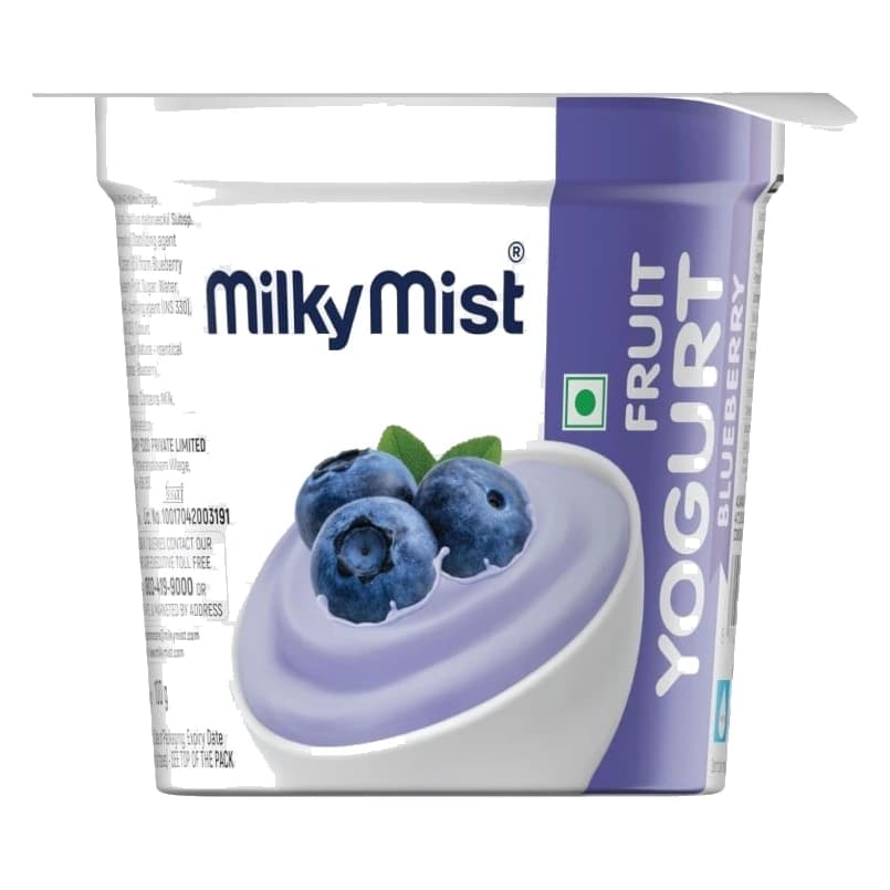 Milky Mist Blueberry Flavoured Yogurt pack, front view