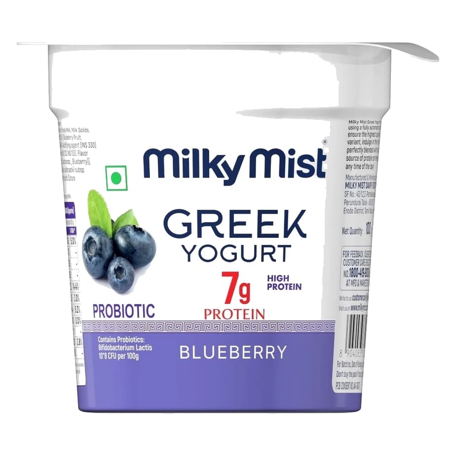 Milky Mist Greek Yogurt Blueberry pack, front view