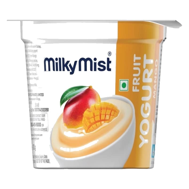 Milky Mist Mango Flavoured Yogurt pack, front view