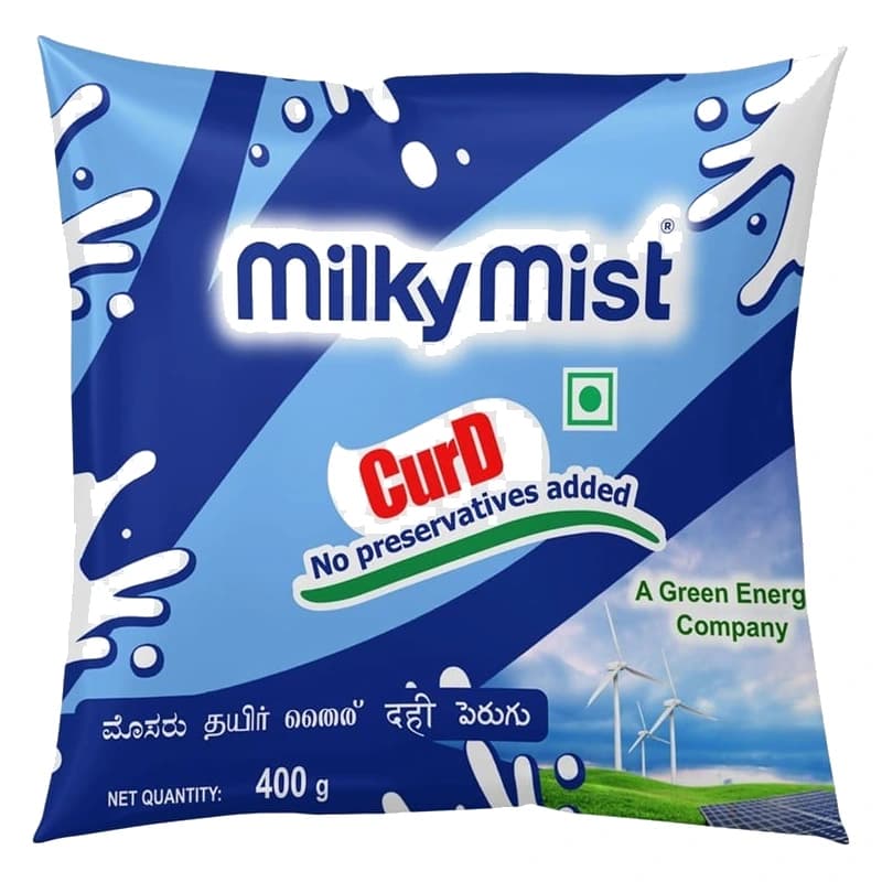 Milky Mist Pouch Curd pack, front view