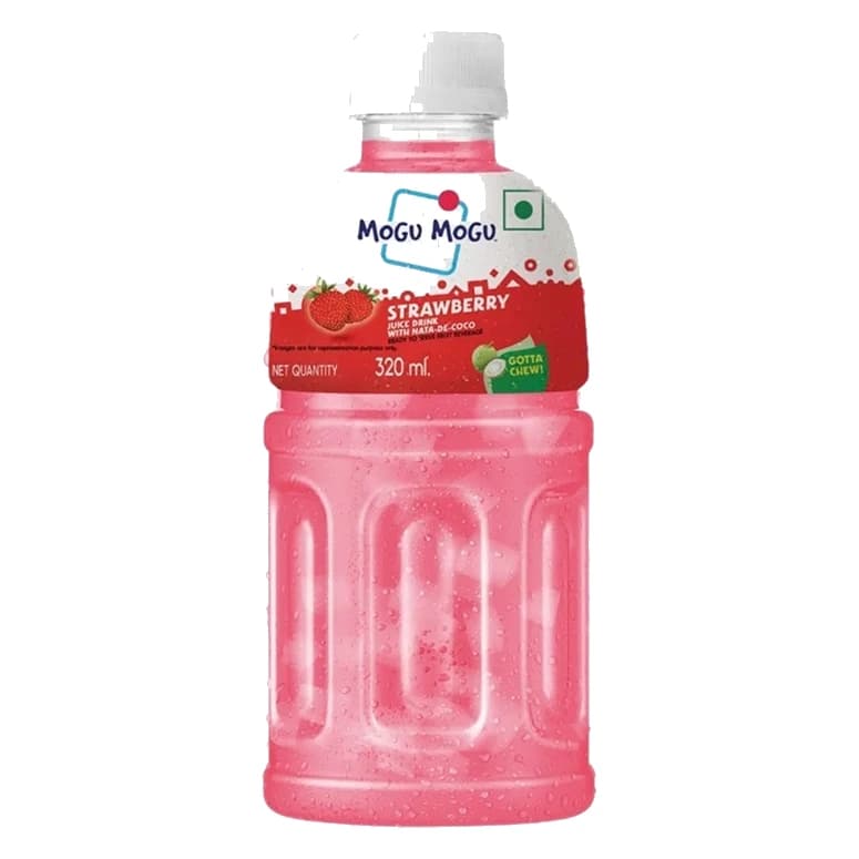 Mogu Mogu Strawberry Fruit Drink pack, front view
