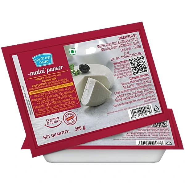 Mother Dairy Ultimate Malai Paneer pack, front view
