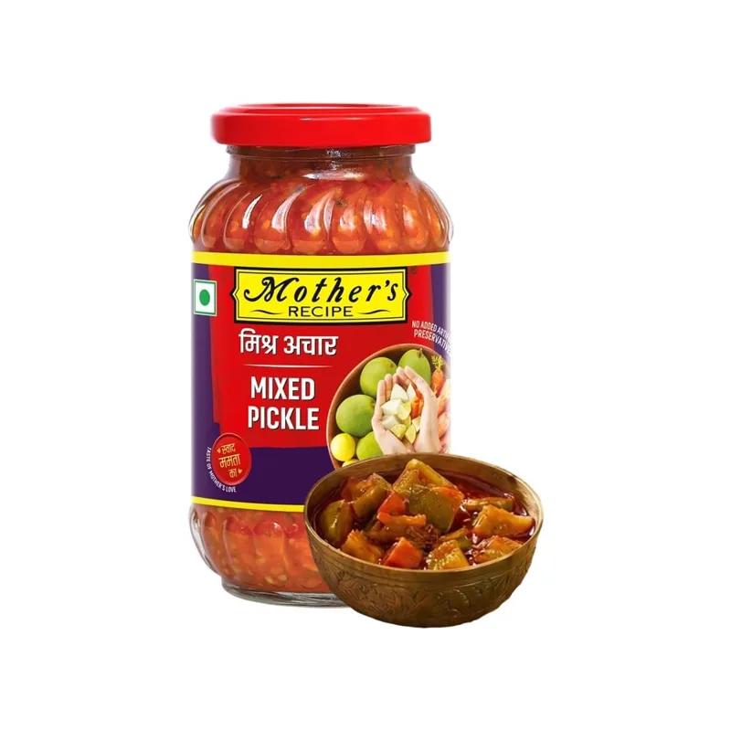 Mother's Recipe Mixed Pickle jar, front view