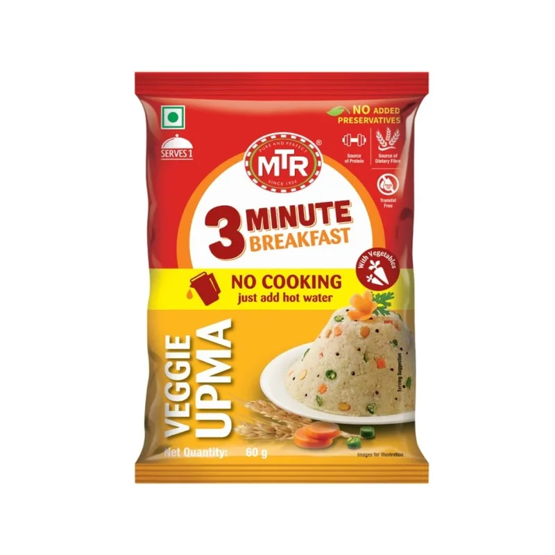 MTR 3 Minute Veggie Upma pack, front view
