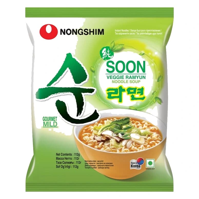 Nongshim Soon Veggie Ramyun ingredients and nutrition label