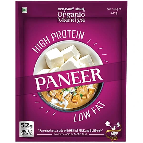 Organic Mandya High Protein Paneer pack, front view