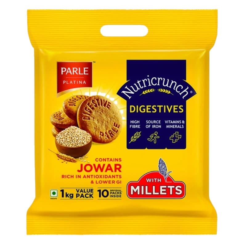 Parle Platina Nutricrunch Digestives with Millets 1 kg pack, front view