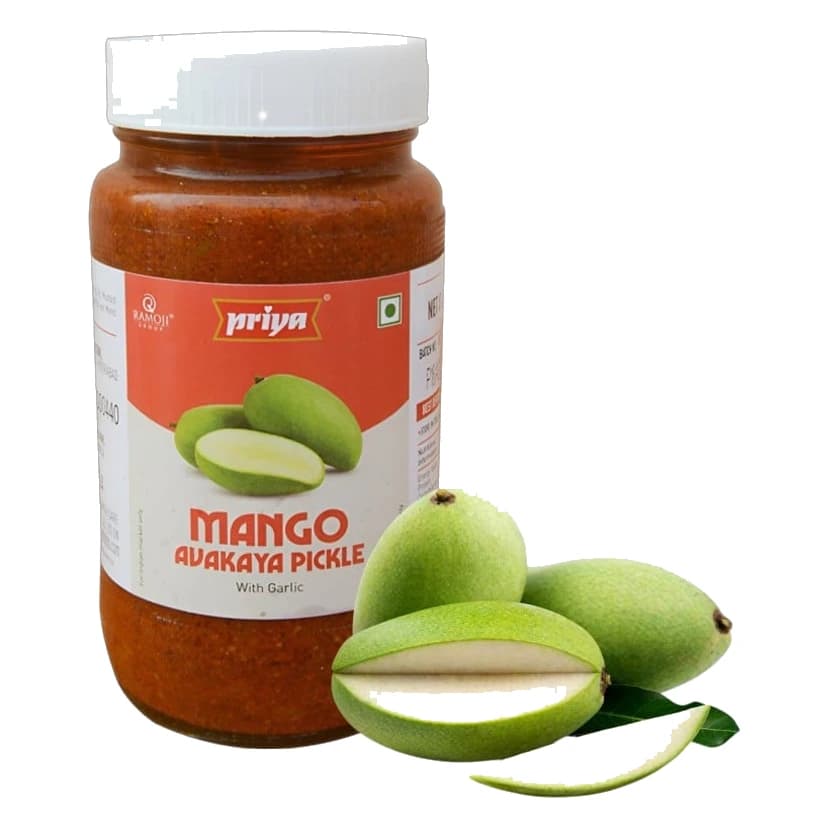 Priya Mango Avakaya Pickle with Garlic jar