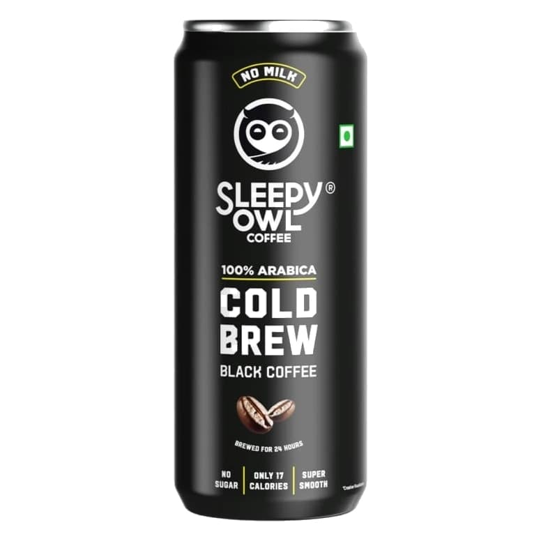 Sleepy Owl Black Cold Brew Coffee can, front view