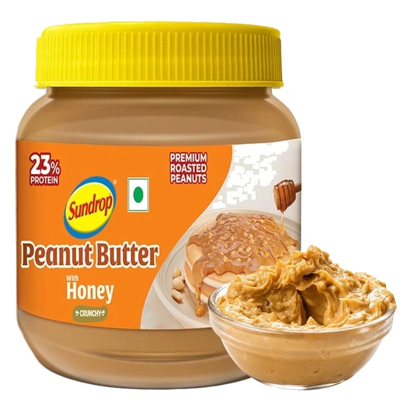 Sundrop Crunchy Peanut Butter with Honey jar