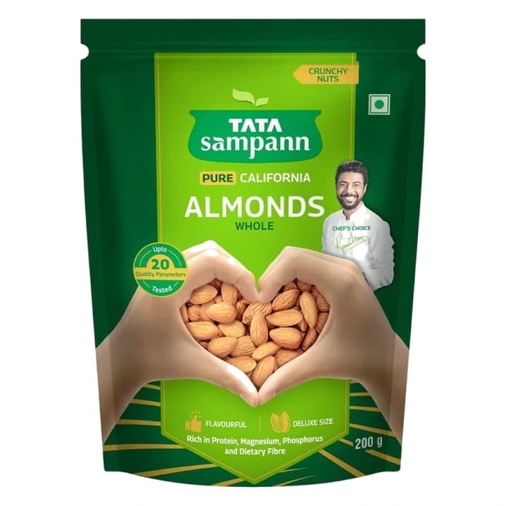 Tata Sampann Pure California Almonds Whole pack, front view