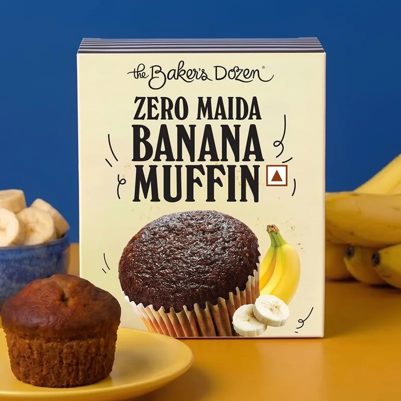 The Baker's Dozen Whole Wheat Banana Muffin box, front view