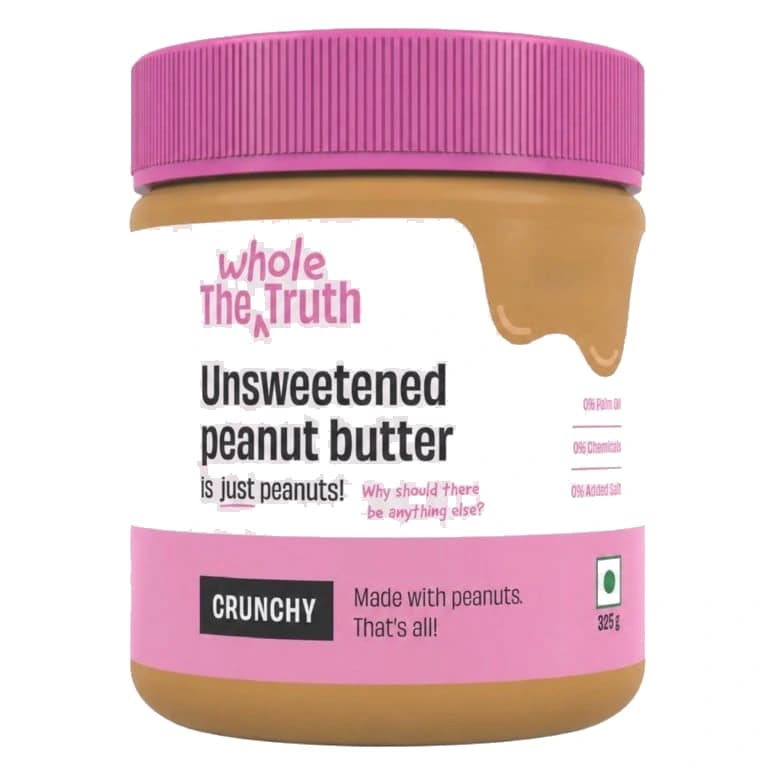 The Whole Truth Crunchy Unsweetened Peanut Butter jar