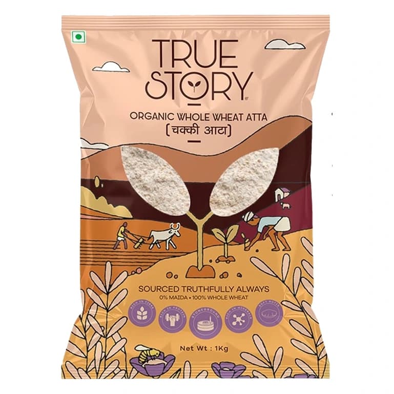True Story Whole Wheat Organic Atta bag