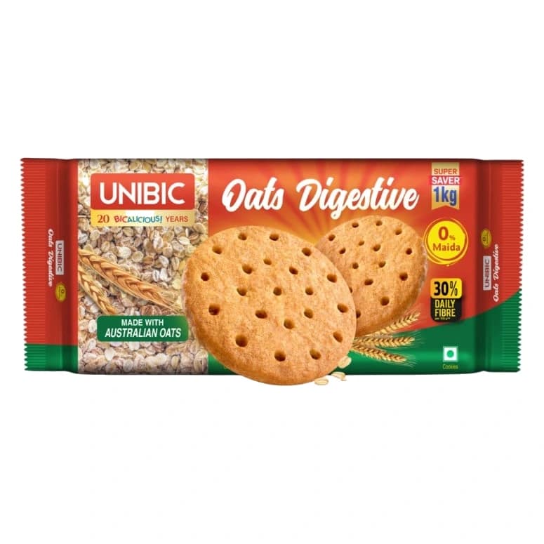 Unibic Oats Digestive Cookies pack, front view