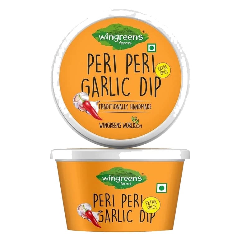 Wingreens Farms Peri Peri Garlic Dip pack, front view