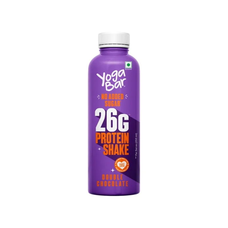 Yoga Bar 26 g Protein Milkshake Double Chocolate bottle, front view