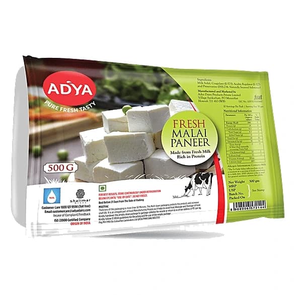 Adya Fresh Malai Paneer pack, front view