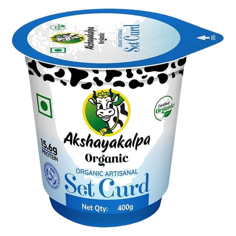Akshayakalpa Organic Artisanal Organic Set Cup Curd pack, front view