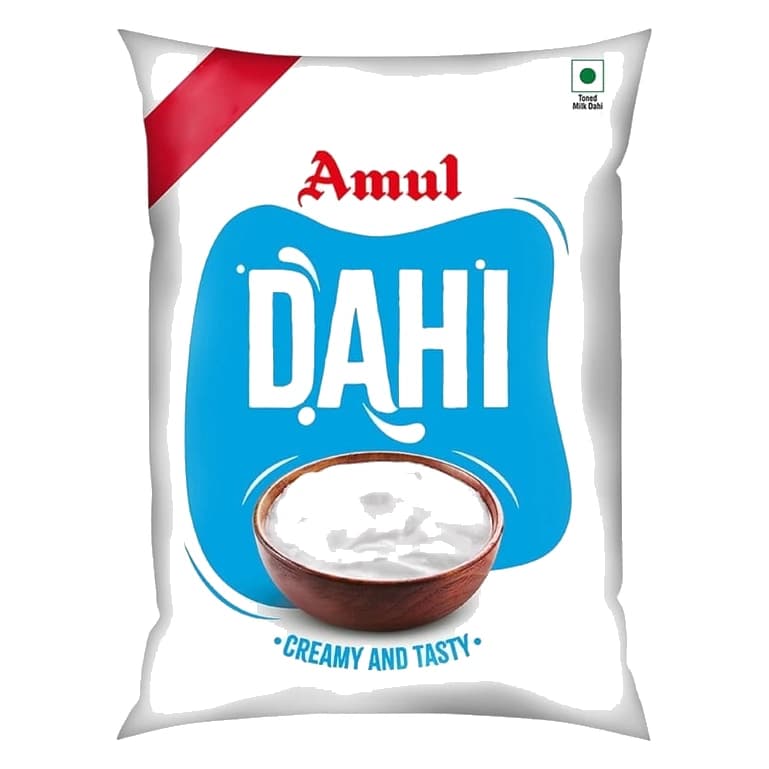 Amul Pouch Curd pack, front view