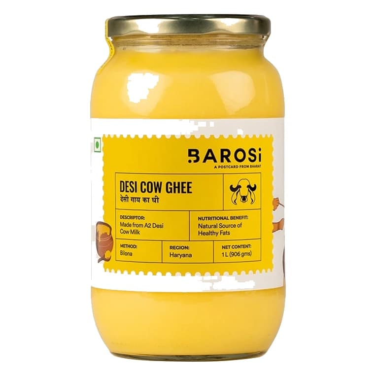 Barosi Desi Cow A2 Ghee jar, front view